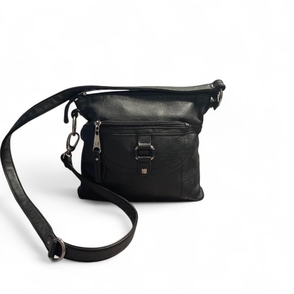 Stone Mountain Pebbled Leather Crossbody Bag Silver Hardware Adjustable Strap